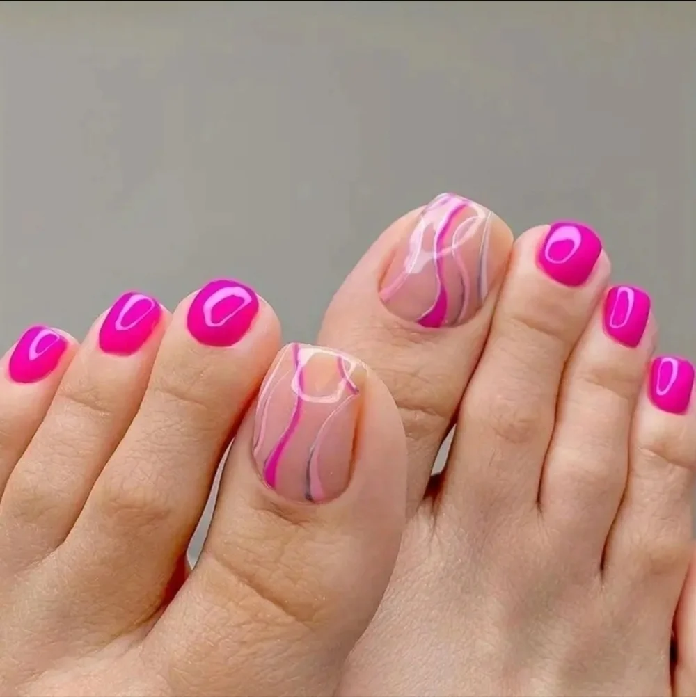 24 Pieces Fake Toe Press On Nails